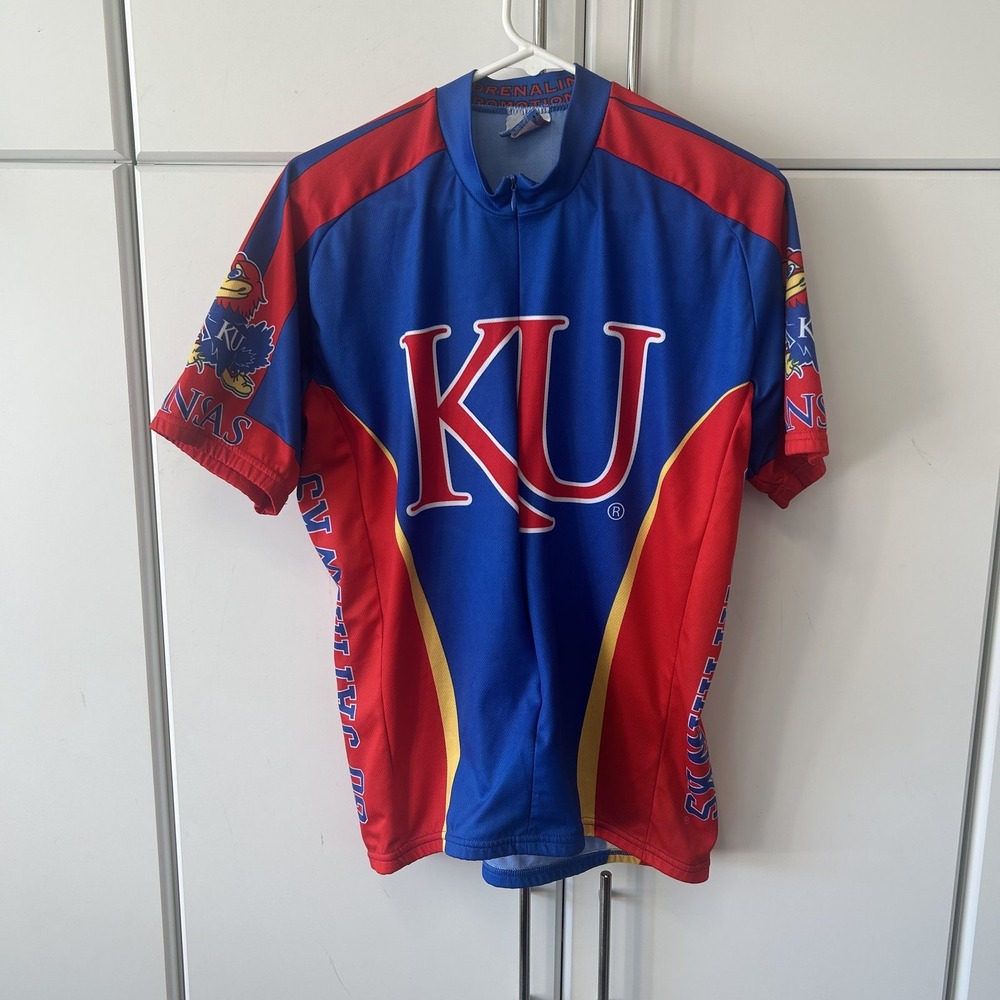 Adrenaline Promotions Kansas Jayhawks Cycling Jersey Mens Blue Red KU XL